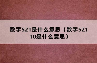 数字521是什么意思（数字52110是什么意思）