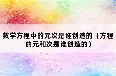 数学方程中的元次是谁创造的（方程的元和次是谁创造的）