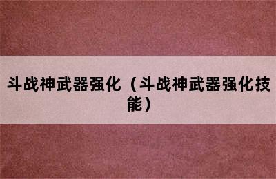 斗战神武器强化（斗战神武器强化技能）