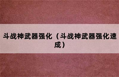 斗战神武器强化（斗战神武器强化速成）