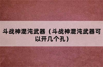 斗战神混沌武器（斗战神混沌武器可以开几个孔）