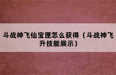 斗战神飞仙宝匣怎么获得（斗战神飞升技能展示）