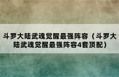 斗罗大陆武魂觉醒最强阵容（斗罗大陆武魂觉醒最强阵容4套顶配）