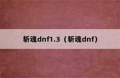 斩魂dnf1.3（斩魂dnf）