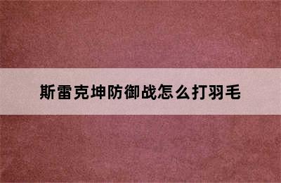 斯雷克坤防御战怎么打羽毛