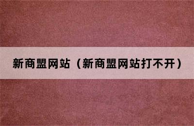 新商盟网站（新商盟网站打不开）