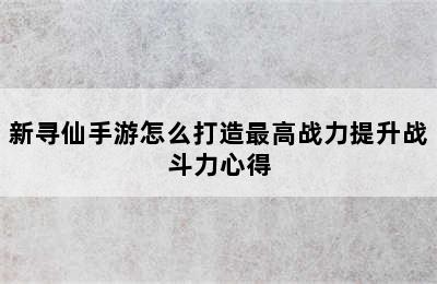 新寻仙手游怎么打造最高战力提升战斗力心得