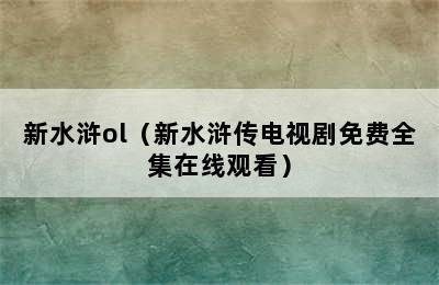 新水浒ol（新水浒传电视剧免费全集在线观看）