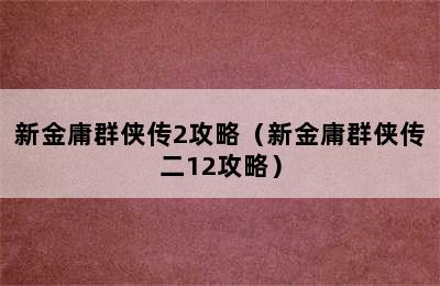 新金庸群侠传2攻略（新金庸群侠传二12攻略）