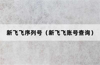 新飞飞序列号（新飞飞账号查询）