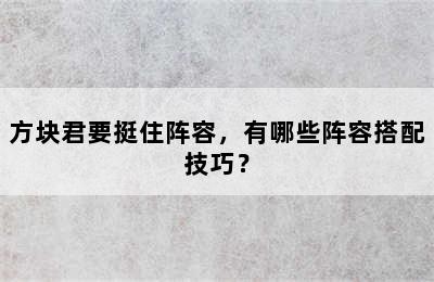 方块君要挺住阵容，有哪些阵容搭配技巧？