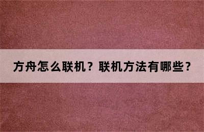 方舟怎么联机？联机方法有哪些？