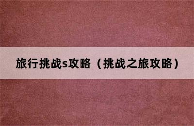 旅行挑战s攻略（挑战之旅攻略）