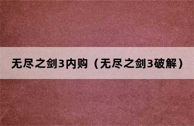 无尽之剑3内购（无尽之剑3破解）