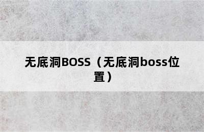 无底洞BOSS（无底洞boss位置）