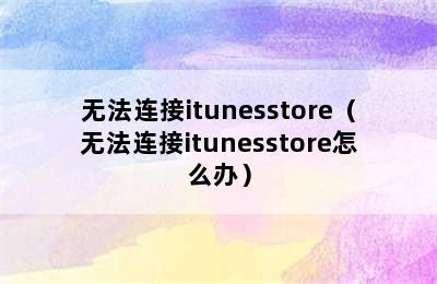 无法连接itunesstore（无法连接itunesstore怎么办）