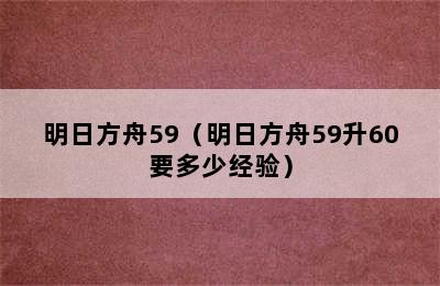 明日方舟59（明日方舟59升60要多少经验）