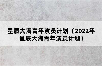 星辰大海青年演员计划（2022年星辰大海青年演员计划）