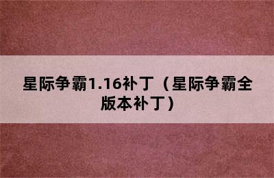 星际争霸1.16补丁（星际争霸全版本补丁）