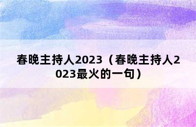 春晚主持人2023（春晚主持人2023最火的一句）