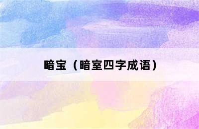 暗宝（暗室四字成语）