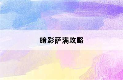 暗影萨满攻略