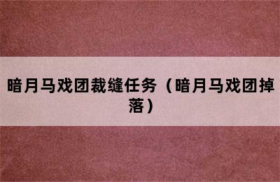 暗月马戏团裁缝任务（暗月马戏团掉落）