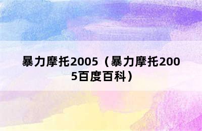 暴力摩托2005（暴力摩托2005百度百科）