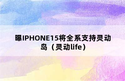 曝IPHONE15将全系支持灵动岛（灵动life）