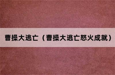 曹操大逃亡（曹操大逃亡怒火成就）