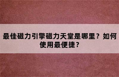 最佳磁力引擎磁力天堂是哪里？如何使用最便捷？