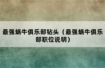 最强蜗牛俱乐部钻头（最强蜗牛俱乐部职位说明）