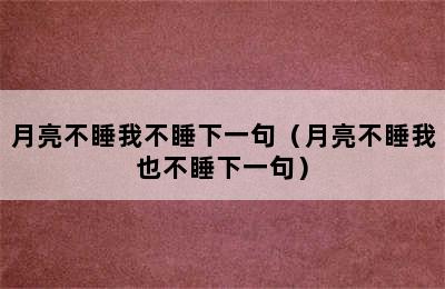 月亮不睡我不睡下一句（月亮不睡我也不睡下一句）