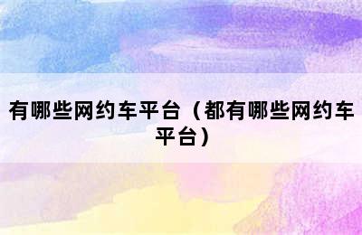 有哪些网约车平台（都有哪些网约车平台）