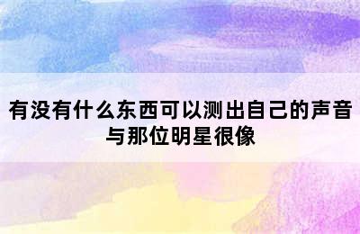 有没有什么东西可以测出自己的声音与那位明星很像