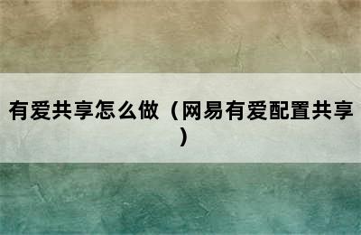 有爱共享怎么做（网易有爱配置共享）