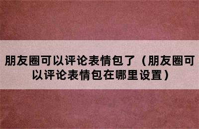 朋友圈可以评论表情包了（朋友圈可以评论表情包在哪里设置）