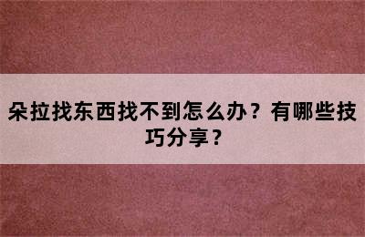 朵拉找东西找不到怎么办？有哪些技巧分享？