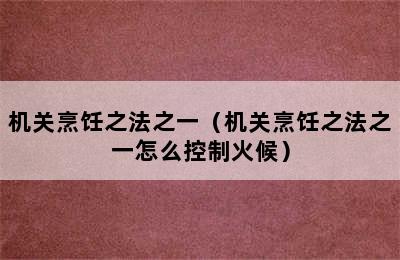 机关烹饪之法之一（机关烹饪之法之一怎么控制火候）