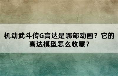 机动武斗传G高达是哪部动画？它的高达模型怎么收藏？