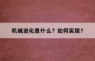 机械进化是什么？如何实现？