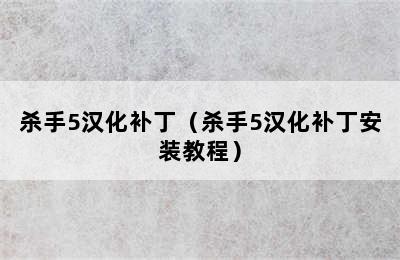 杀手5汉化补丁（杀手5汉化补丁安装教程）