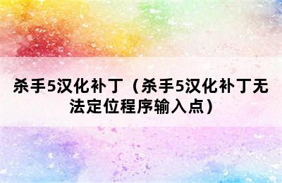 杀手5汉化补丁（杀手5汉化补丁无法定位程序输入点）