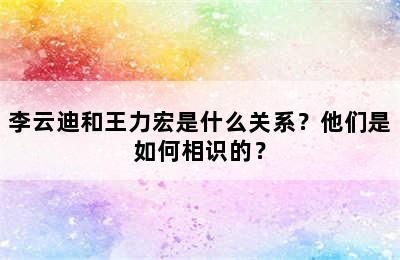 李云迪和王力宏是什么关系？他们是如何相识的？