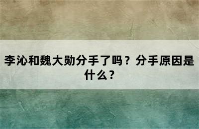 李沁和魏大勋分手了吗？分手原因是什么？