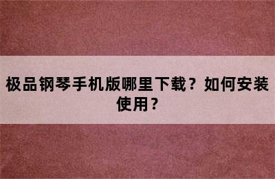 极品钢琴手机版哪里下载？如何安装使用？