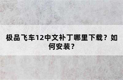 极品飞车12中文补丁哪里下载？如何安装？