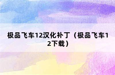 极品飞车12汉化补丁（极品飞车12下载）