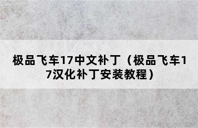 极品飞车17中文补丁（极品飞车17汉化补丁安装教程）