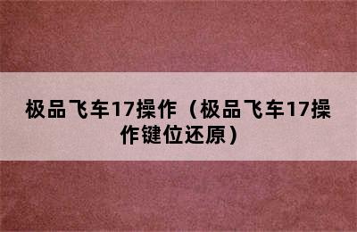 极品飞车17操作（极品飞车17操作键位还原）